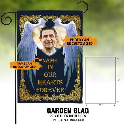 Personalized Memorial Garden Flag In Our Hearts Forever Garden Flag For Loss Of Dad Mom Custom Memorial Gift M378