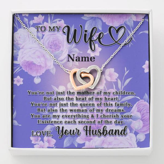 Personalized Wife Interlocking Heart Necklace Message Card You're Not Just The Mother For Your Wife Custom Family Gift F24