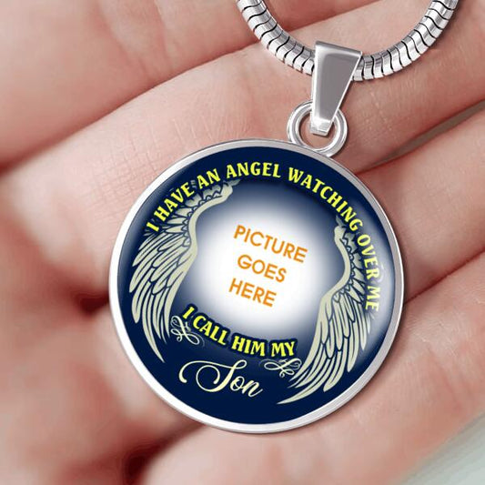 Personalized Memorial Circle Necklace I Have An Angel For Dad Son Husband Custom Memorial Gift M360