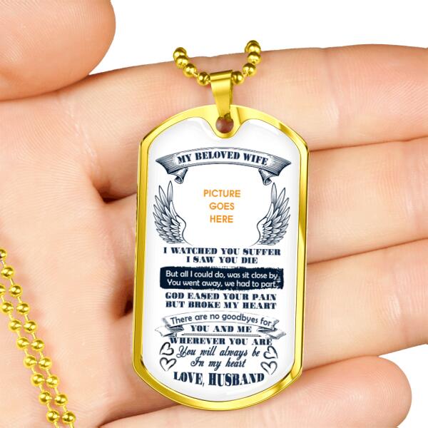 Custom Memorial Military Dog Tag Pendant For Loss Of Wife My Beloved Wife Dog Tag Pendant White M409