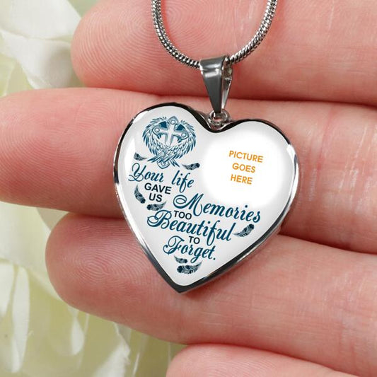 Personalized Memorial Heart Necklace Your Life Gave Us Memories For Mom Dad Grandma Daughter Son Custom Memorial Gift M418