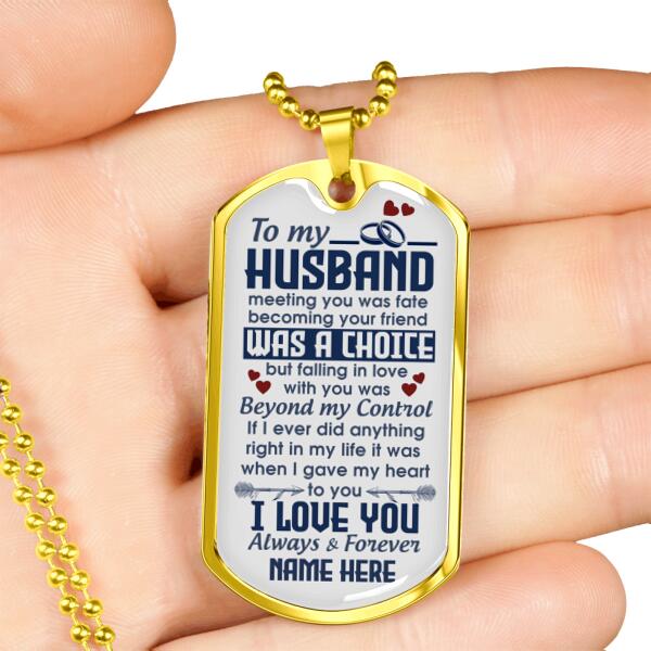 Personalized Family Husband Military Dog Tag Pendant I Love You For Your Husband Custom Family Gift F64