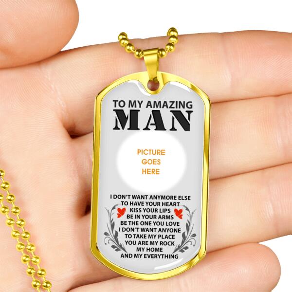 Personalized Valentine Husband Military Dog Tag Pendant To My Amazing Man For Husband Custom Family Gift F77