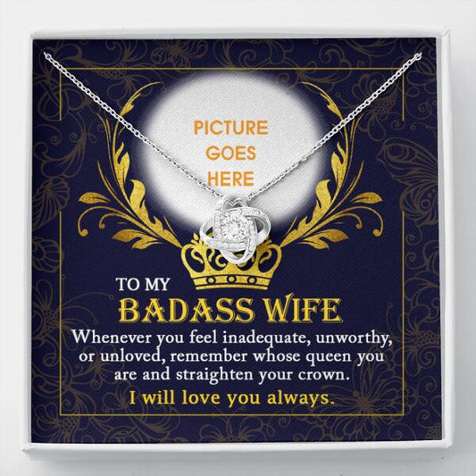 Personalized Valentine Wife Love Knot Necklace To My Badass Wife Gift For Wife Custom Family Gift F84