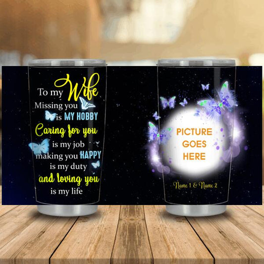 Personalized Valentine Tumbler 20oz Missing You Is My Hobby Gift For Wife Custom Family Gift F100