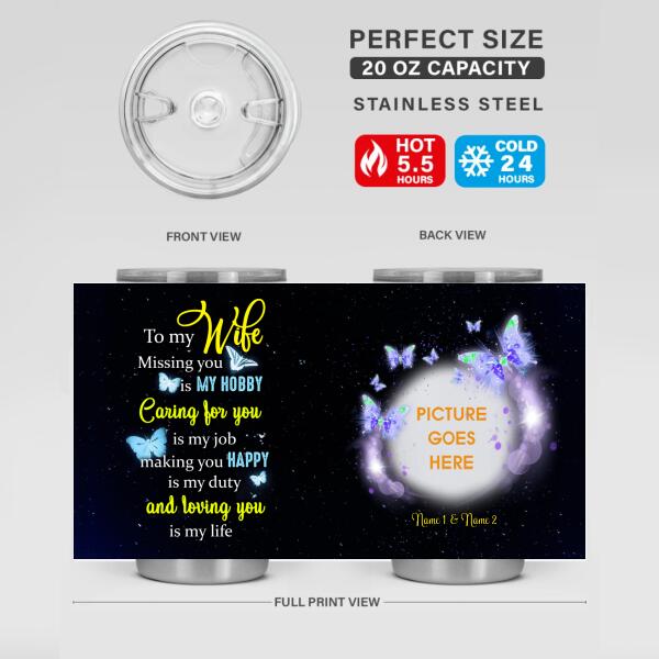 Personalized Valentine Tumbler 20oz Missing You Is My Hobby Gift For Wife Custom Family Gift F100