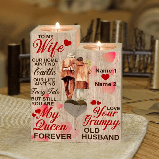 Personalized Valentine Wife Wood Candle Holder Our Home Aint No Castle For Wife Custom Family Gift F93