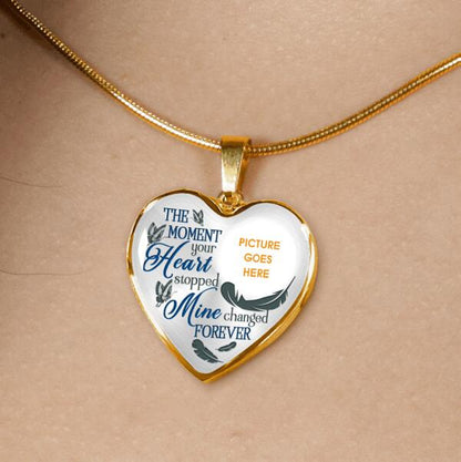 Personalized Memorial Heart Necklace The Moment Your Heart Stopped For Mom Dad Grandma Daughter Son Custom Memorial Gift M504