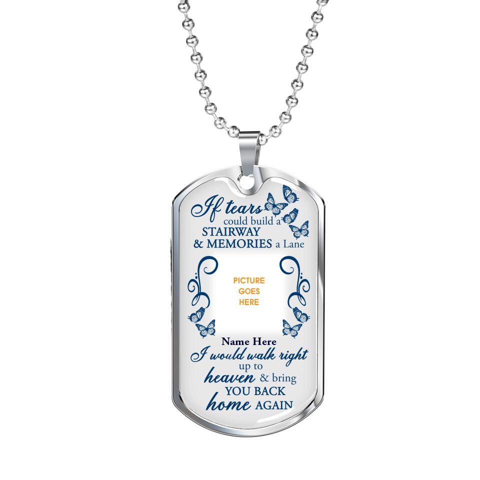 Personalized Memorial Military Dog Tag Pendant Id Tears Could Build Butterfly Dog Tag Pendant Custom Memorial Gift M525