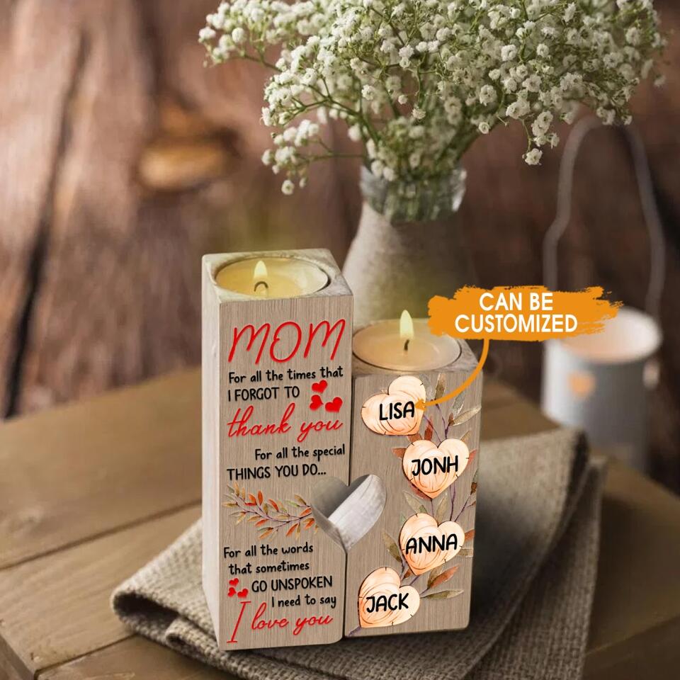 Personalized Mom Wood Candle Holder Mom For All The Times Gift For Mom Step Mom Custom Mother's Day Gift F118