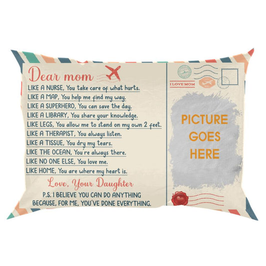 Personalized Mom Pillow Dear Mom Love Your Daughter Pillow 18x18 Custom Mother Day Gift F135