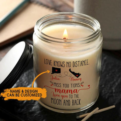 Personalized Mom Soy Wax Candle Love Know No Distance Soy Wax Candle Mother's day Gift Form Daughter F142