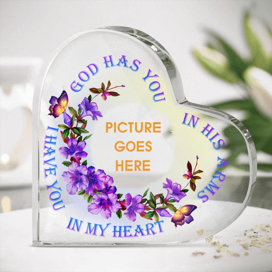 Personalized Memorial Heart Crystal Keepsake God Has You In His Arms Custom Memorial Gift M610