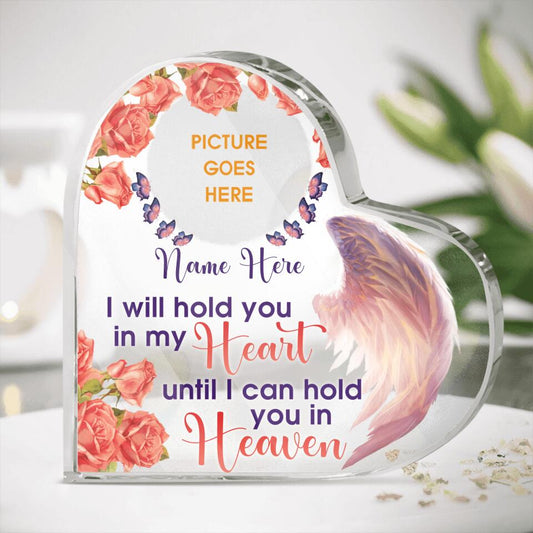 Personalized Memorial Heart Crystal Keepsake I Will Hold You in My Heart Until I Can Hold You in Heaven Custom Memorial Gift M615