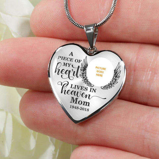 Personalized Memorial Heart Necklace A Peace Of My Heart For Mom Dad Grandma Daughter Son Custom Memorial Gift M547