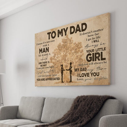Dad Landscape Canvas To My Dad Love Your Daughter Canvas Father Day Gift F170