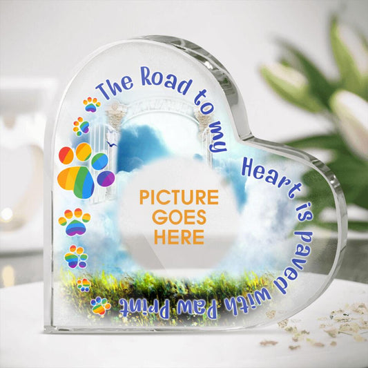 Personalized Pet Memorial Heart Crystal Keepsake The Road To My Heart Is Paved With Paw Custom Dog Memorial Gift M621