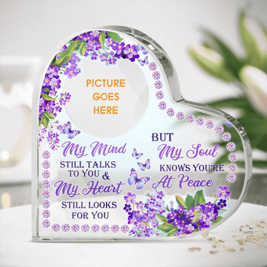 Personalized Memorial Heart Crystal Keepsake My Mind Still Talks To You Custom Memorial Gift M627