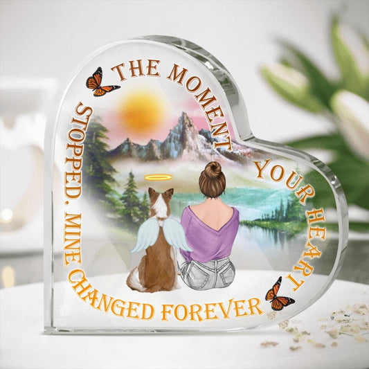 Personalized Dog Memorial Heart Crystal Keepsake The Moment Your Heart Stopped Custom Memorial Gift M632