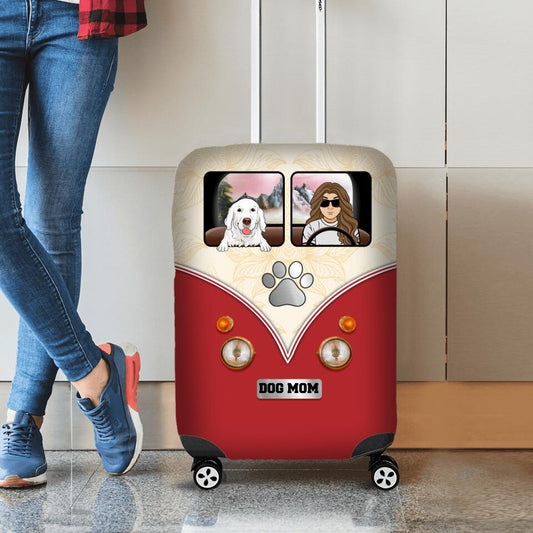 Personalized Dog Luggage Cover Dog And Dog Mom Traveling Custom Luggage Cover D23
