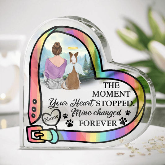 Personalized Memorial Heart Crystal Keepsake The Moment Your Heart Stopped Custom Dog Memorial Gift M656