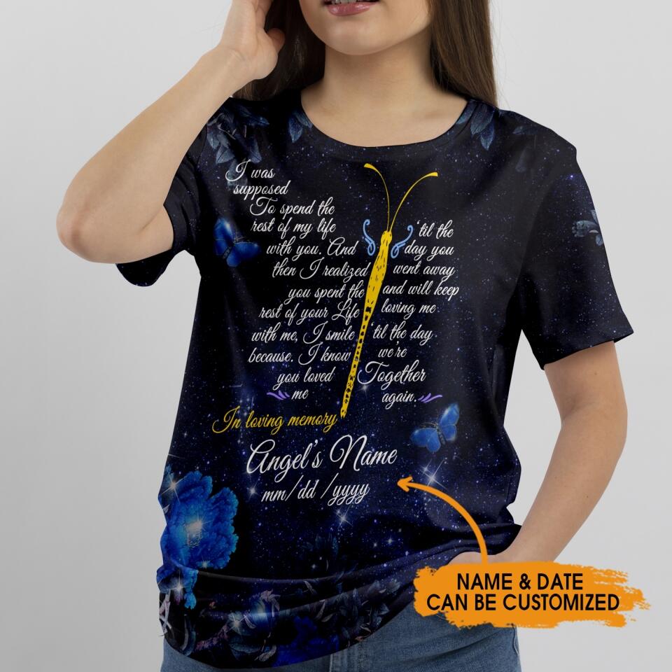 Personalized Memorial T-shirt We Are Together Again Butterfly Custom Memorial Gift M661