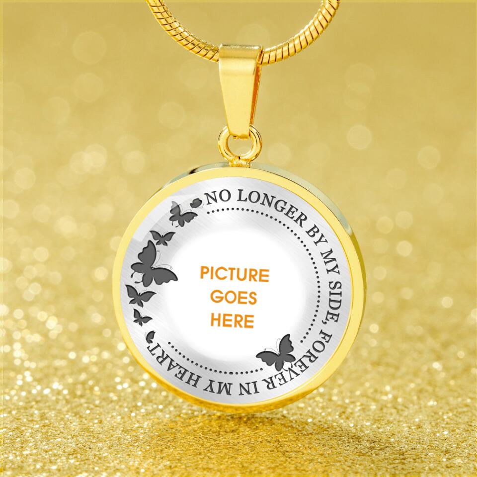 Personalized Memorial Round Necklace No Longer By My Side Custom Memorial Gift M674