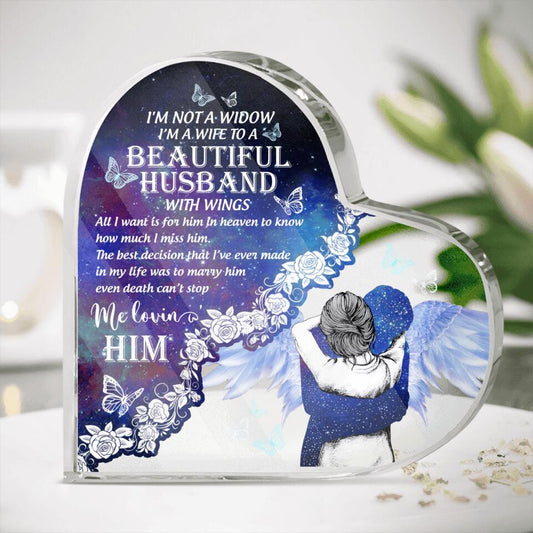 Personalized Memorial Heart Crystal Keepsake Im Not A Widow Im A Wife Custom Memorial Gift M675