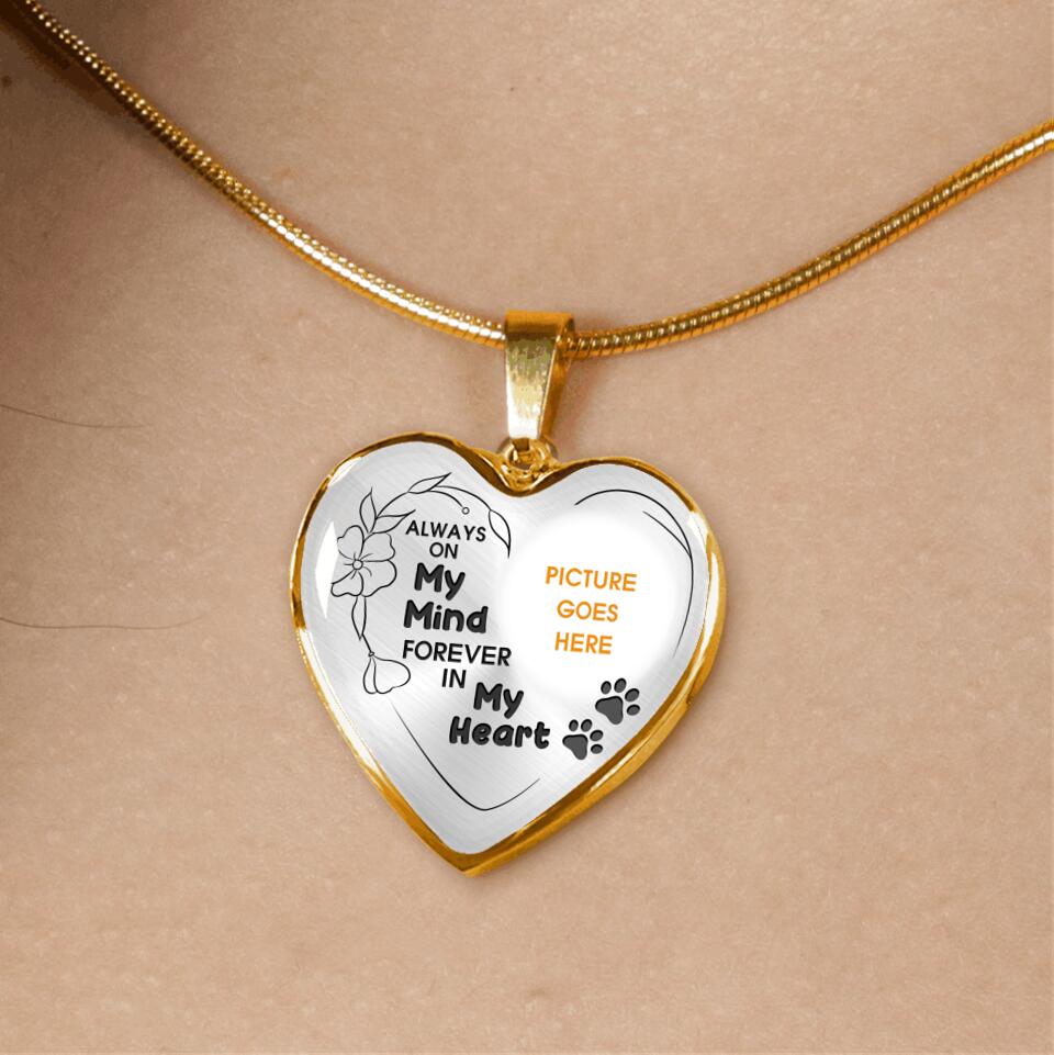 Personalized Memorial Heart Necklace Always On My Mind Custom Pet Memorial Gift M677