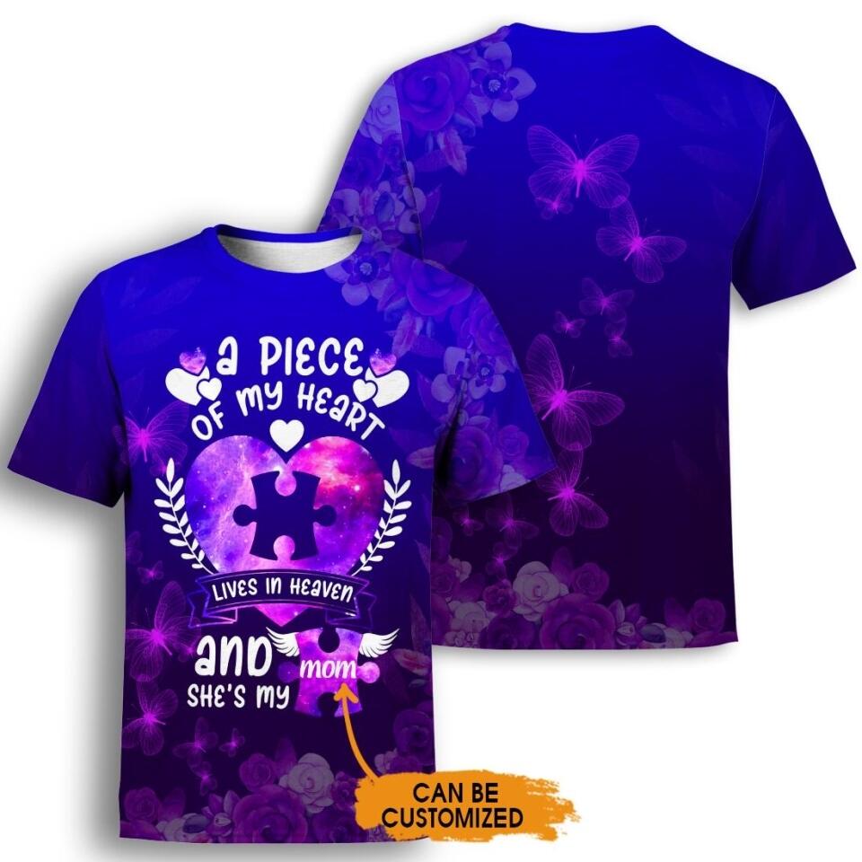 Personalized Memorial T-shirt A Piece Of My Heart Custom Memorial Gift M683