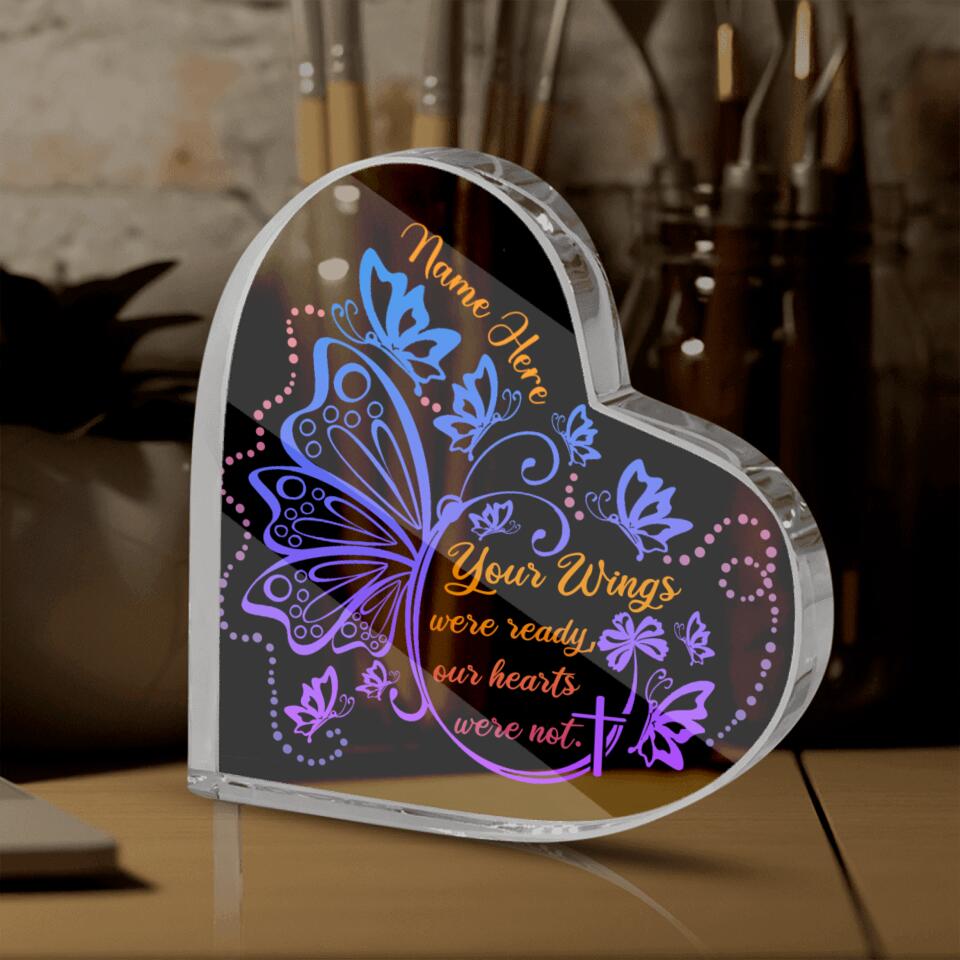 Personalized Memorial Heart Crystal Keepsake Your Wings Were Ready Custom Memorial Gift M688