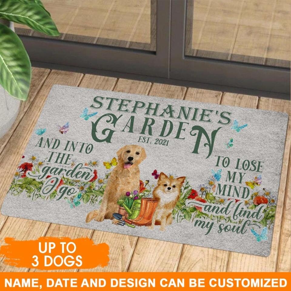 Personalized Dog Doormat And Into The Garden Custom Dog Garden Gift D31
