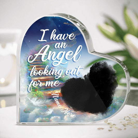 Personalized Memorial Heart Crystal Keepsake I Have An ANgel Looking Out Custom Memorial Gift M743