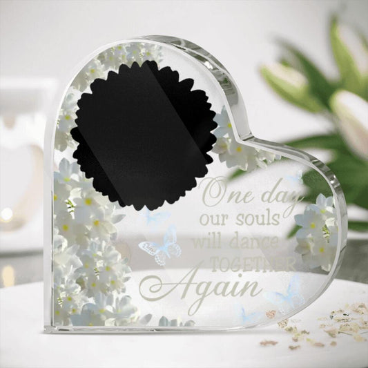 Personalized Memorial Heart Crystal Keepsake One Day Our Soul Will Dance Custom Memorial Gift M757