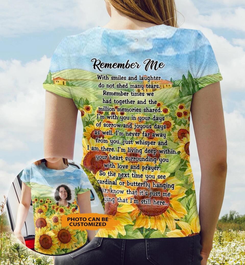 Personalized Memorial T-shirt Sunflower Remember Me Custom Memorial Gift M760