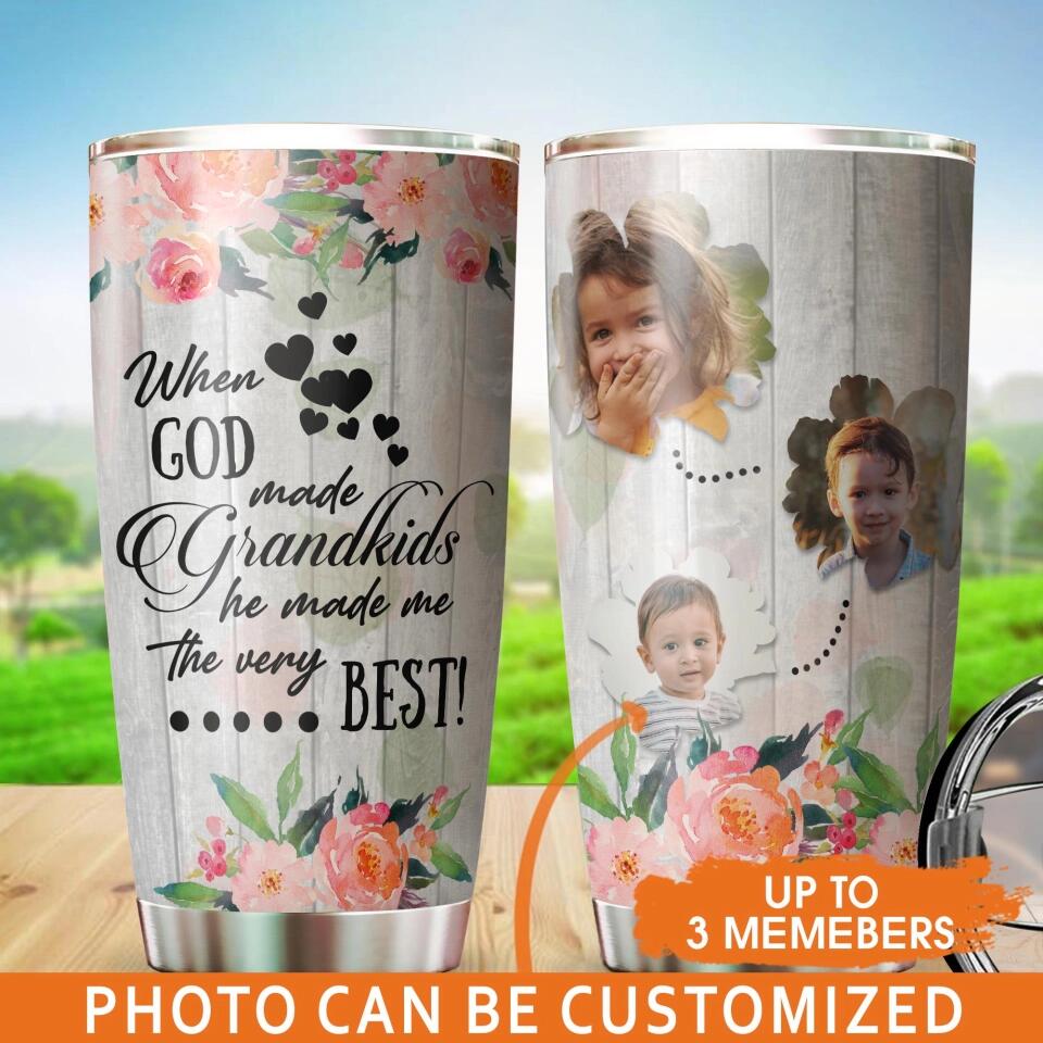 Personalized Family Tumbler When God Made Grandkids Custom Grandparent Gift F179