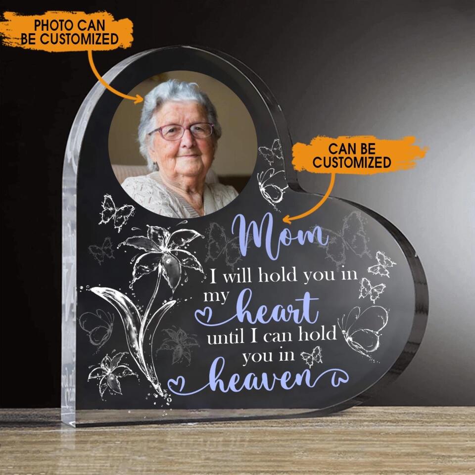 Personalized Memorial Heart Crystal Keepsake I Will Hold You In My Heart Custom Memorial Gift M776