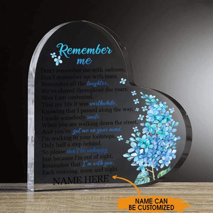 Personalized Memorial Heart Crystal Keepsake Remember Me Custom Memorial Gift M766