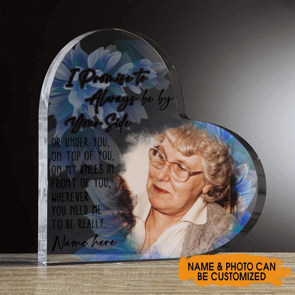 Personalized Memorial Heart Crystal Keepsake I Promise To Always Be By Your Side Custom Memorial Gift M807