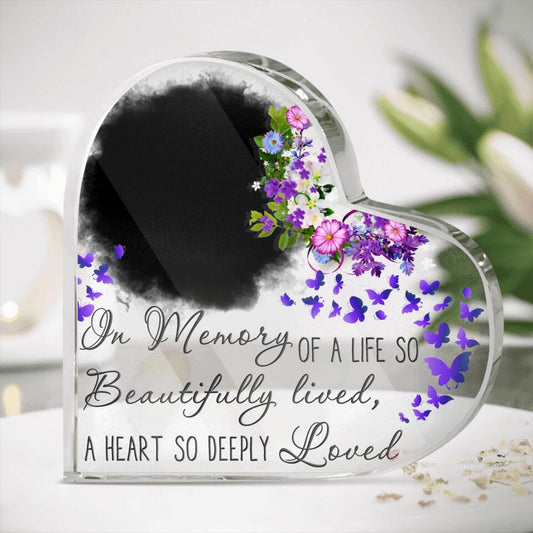 Personalized Memorial Heart Crystal Keepsake In Memory Of A Life So Beautifully Custom Memorial Gift M810
