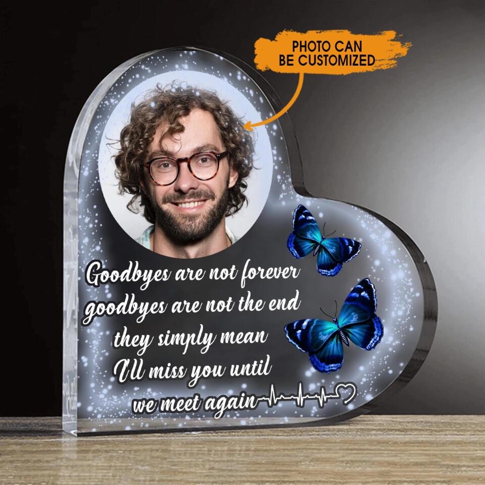 Personalized Memorial Heart Crystal Keepsake Goodbyes Are Not Forever Custom Memorial Gift M815