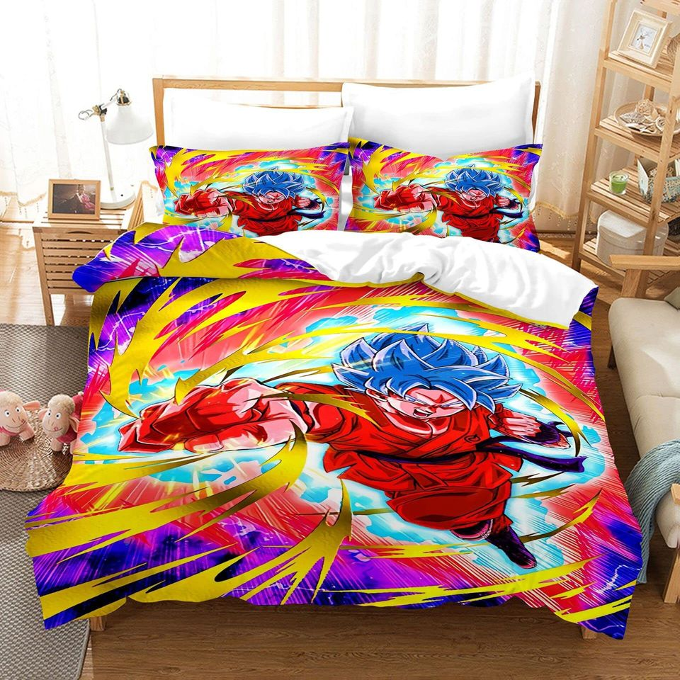 Dragon Ball Bedding Set Son Goku Powerful Fight Duvet Covers Colorful