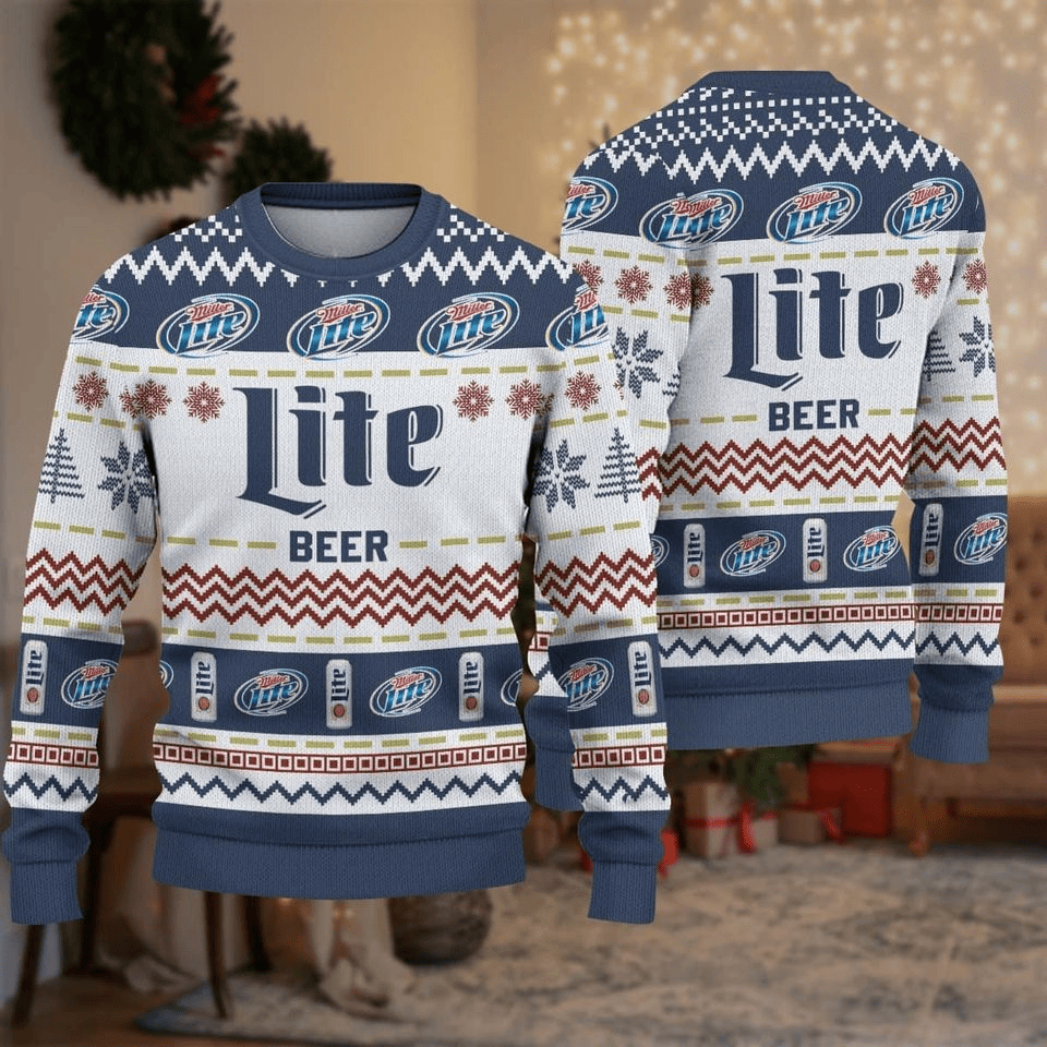 Miller Sweatshirt Miller Lite Logo Beer Cans Pattern Sweatshirt Blue W