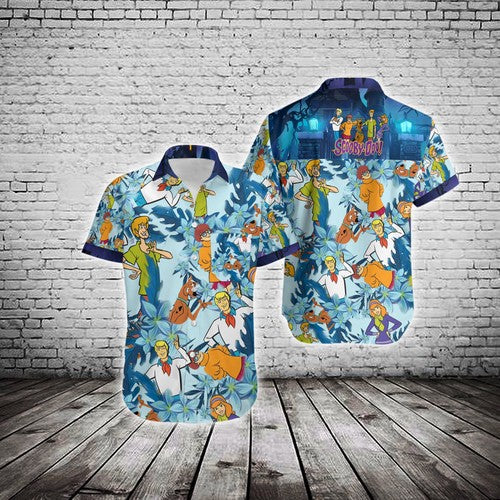 Scooby-Doo Hawaiian Shirt Scooby-Doo With Friends Blue Hawaii Shirt Cute Scooby-Doo Aloha Shirt