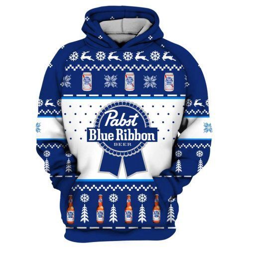 Beer Hoodie Pabst Blue Ribbon Beer Blue White Hoodie Awesome Beer Apparel