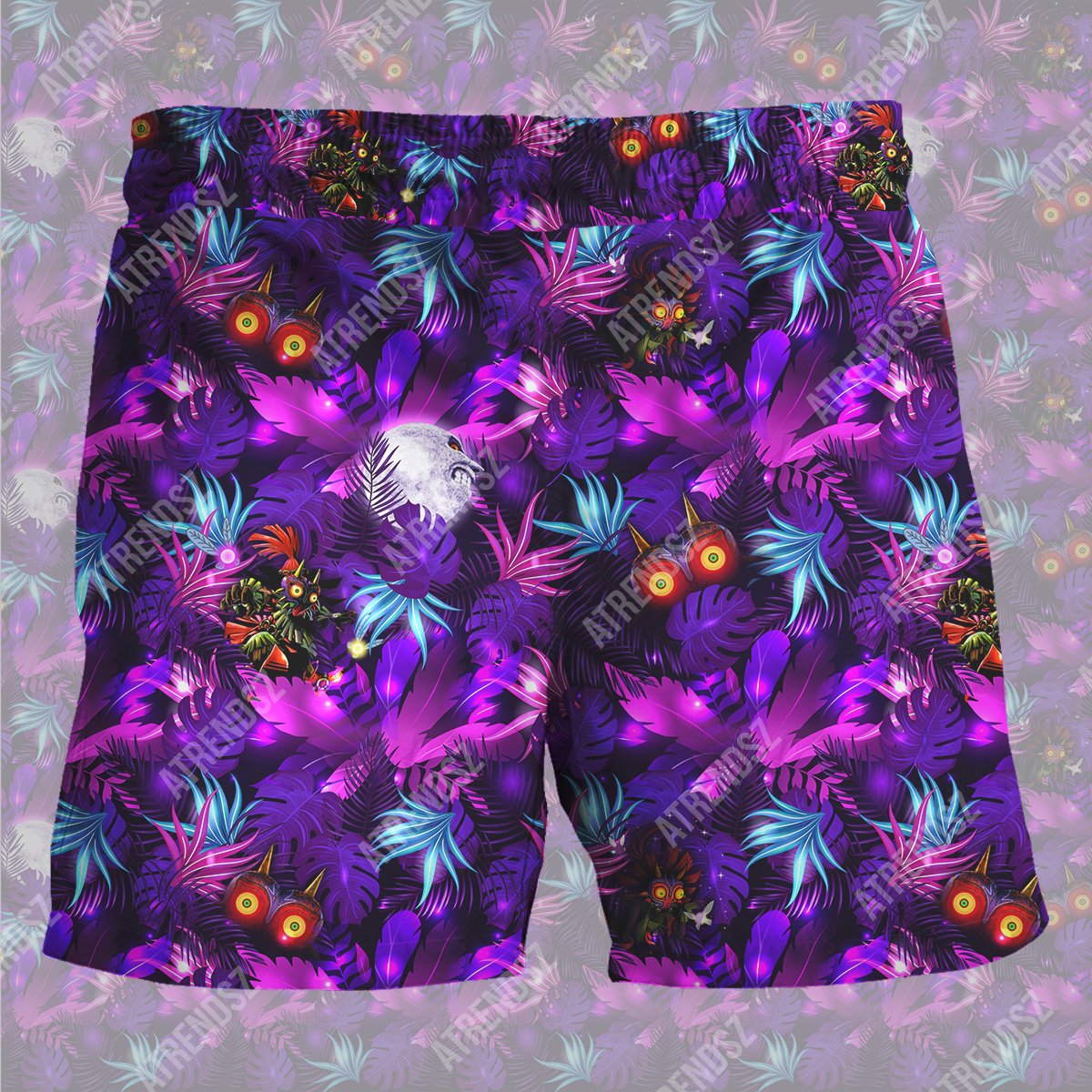 Unifinz Legend Of Zelda Short Skull Kid Majora's Mask Pattern Tropical Beach Short Legend Of Zelda Beach Short