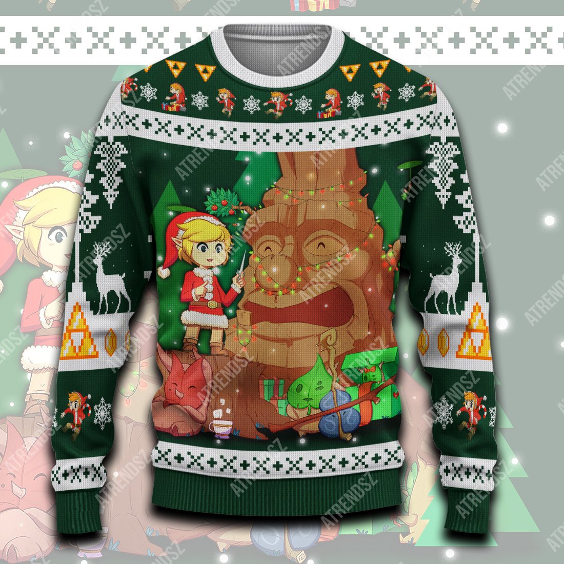 Unifinz Legend Of Zelda Ugly Sweater Link Under Christmas Deku Tree Sweater Legend Of Zelda Sweater