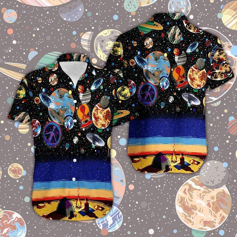 Unifinz Alien UFO Hawaii Shirt Camping With UFO Galaxy Hawaiian Aloha Shirt 2022