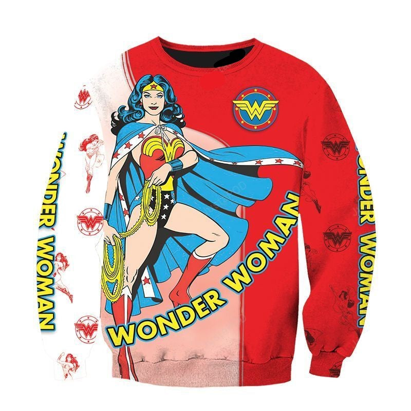 Wonder Woman Sweatshirt Wonder Woman Cartoon Character Sweatshirt Colo