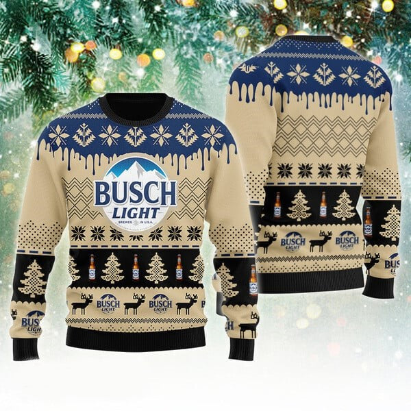 Busch Light Sweatshirt Chevron Pattern Busch Light Christmas Sweatshir